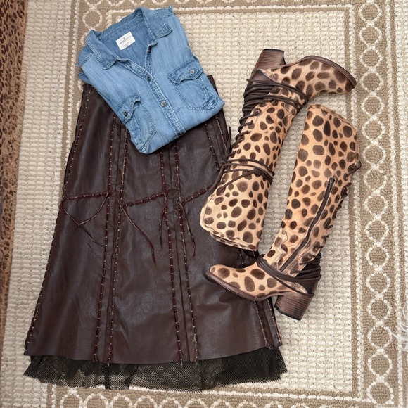 NEW in Box FREEBIRD by Steven Coal Leopard Corset Knee Boots 8 - Picture 9 of 16